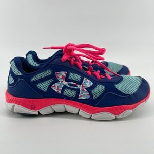 Under Armour Running Shoes Micro G Neon Pink Blue Youth Size 4.5Y‎